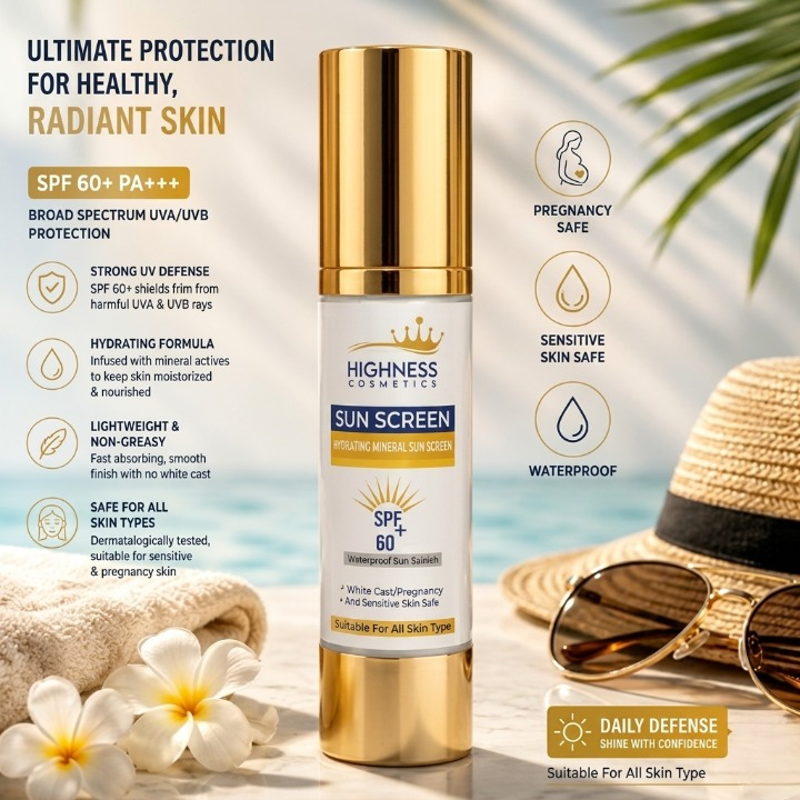 Highness Cosmetics Hydrating Mineral Sunscreen  Formula 100ml